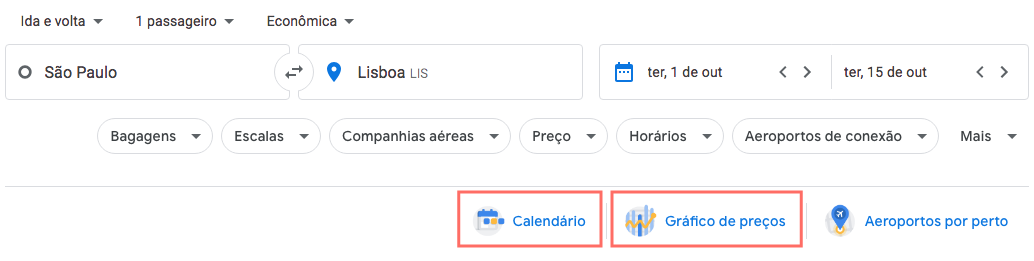 datas flexíveis Google Voos