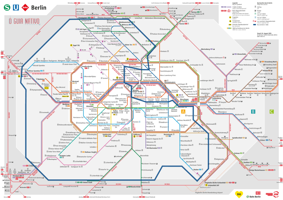 Muro de Berlim mapa de transporte