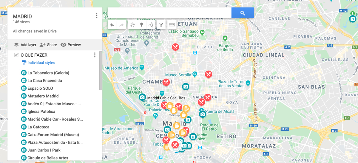 Mapa de Madrid com dicas nativas