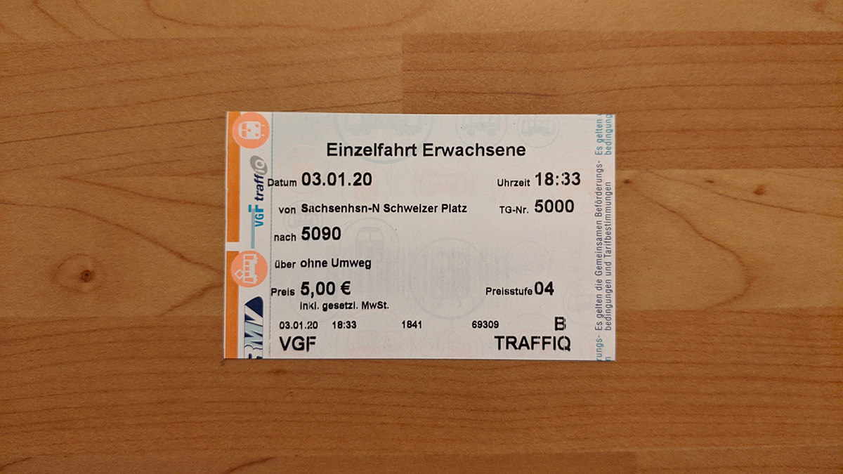 Ticket da RMV Frankfurt